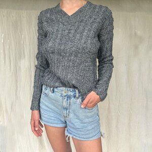 T by ALEXANDER WANG Merino Wool Long Sleeve Grey Sweater Size Medium